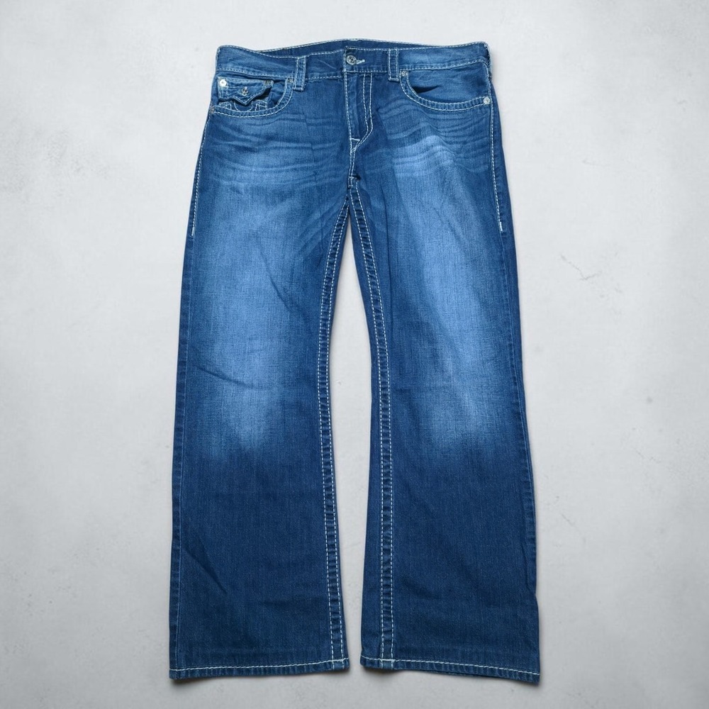 True Religion Jeans Straight Flap Big T Blue Pants Size 36 x 29 *Fits 38 x 29*
